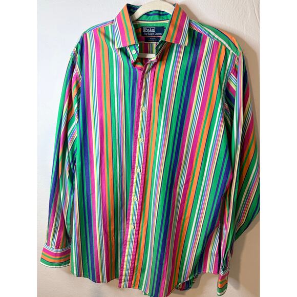 Polo Ralph Lauren Regent Classic Fit Colorful Stripe Button Down Shirt L - Picture 2 of 5